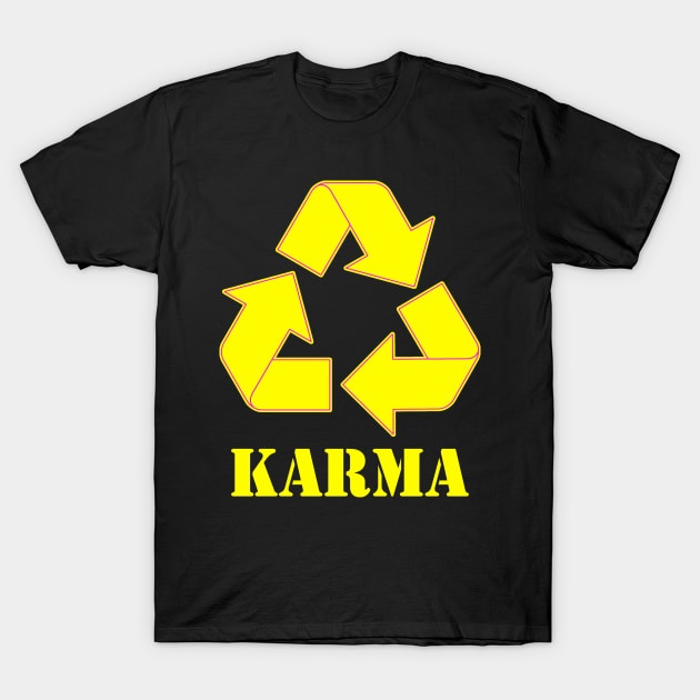 Karma Recycle Yellow T-Shirt by CharlieCreator